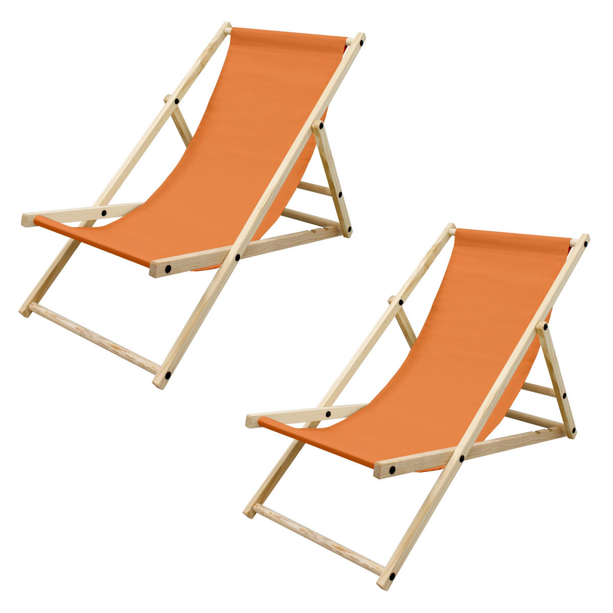 STRANDLIEGE 2er Set - Orange, Holz (52/83/117cm) - ECD-Germany