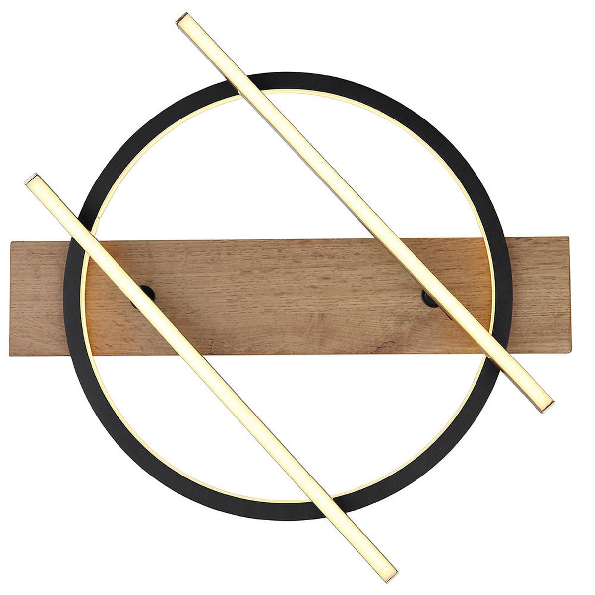 LED DECKENLEUCHTE Holzoptik Schwarz - Schwarz, Metall (44/40/9cm) - Globo Lighting