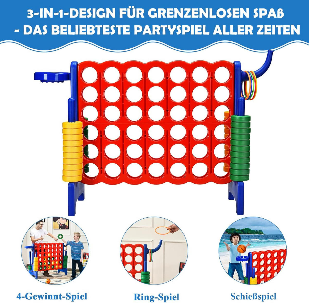 HRACIA SADA 4 v 1 Obrovské 4 v rade Multicolor - viacfarebná, plast (33/84cm) - COSTWAY