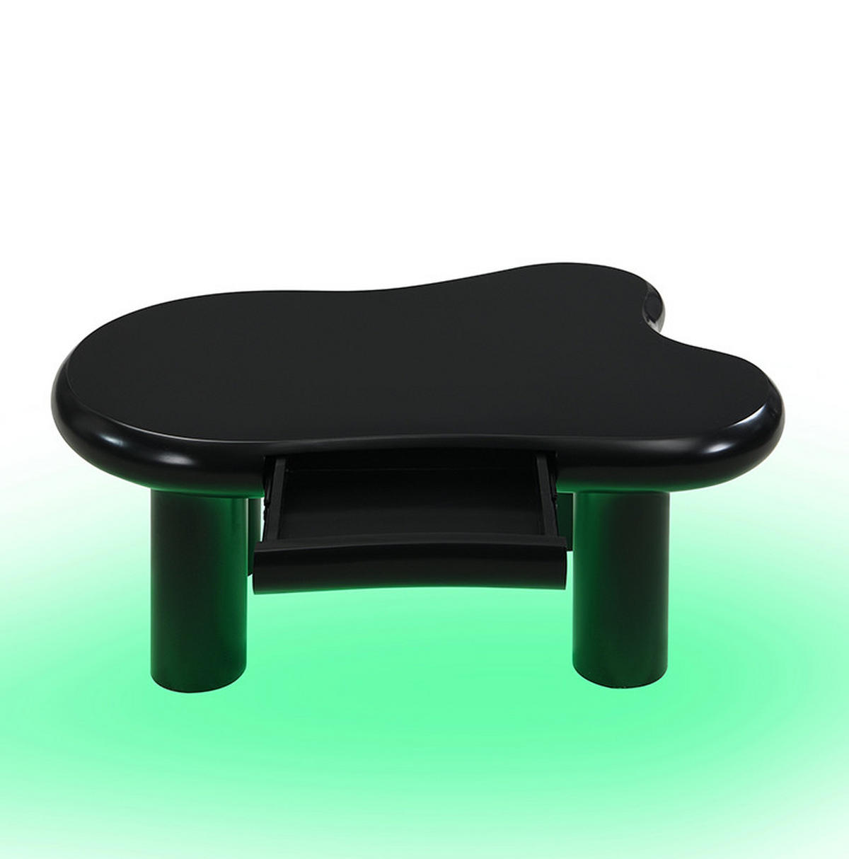 COUCHTISCH 98/65,5/40 cm mit 16-farbiger LED-Beleuchtung, Schublade und Cloud-Form aus MDF, Schwarz - Schwarz, Holzwerkstoff (98/65.5/40cm) - Redom