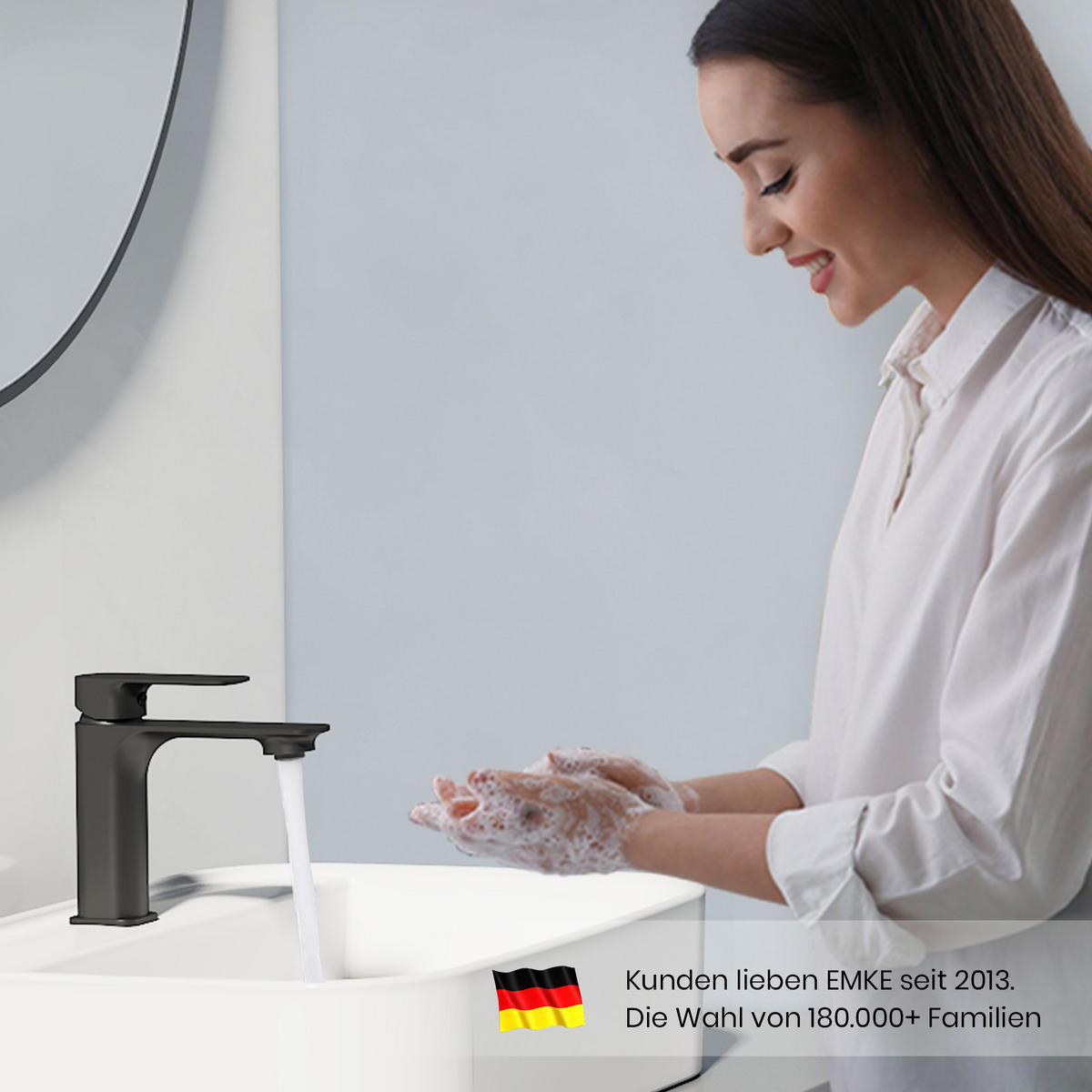 WASCHTISCHARMATUR aus 4MS-Messing Schwarz 15,2 cm - Schwarz, Metall (15.2/4.5/16.6cm) - EMKE