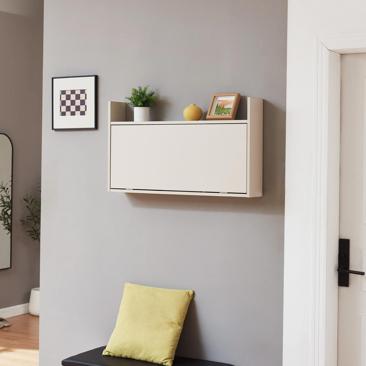 NÁSTĚNNÝ STŮL Rautalampi - béžová, kompozitní dřevo (83/48/14.5cm) - [en.casa]