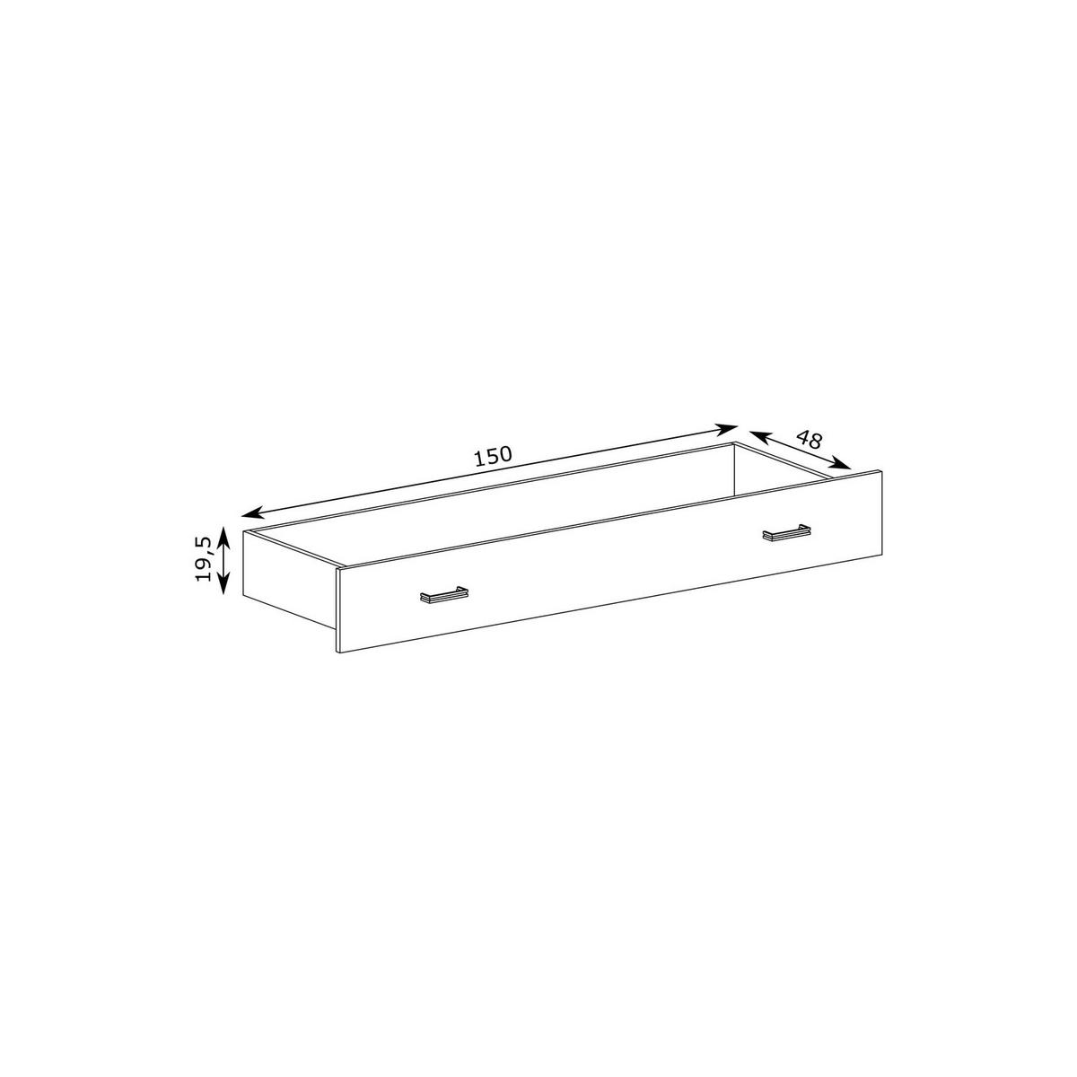 BETTSCHUBLADE Antica New AN-6 150 x 19,5 x 48 cm Kraft Gold - Wildeiche, Holzwerkstoff/Metall - Koseto