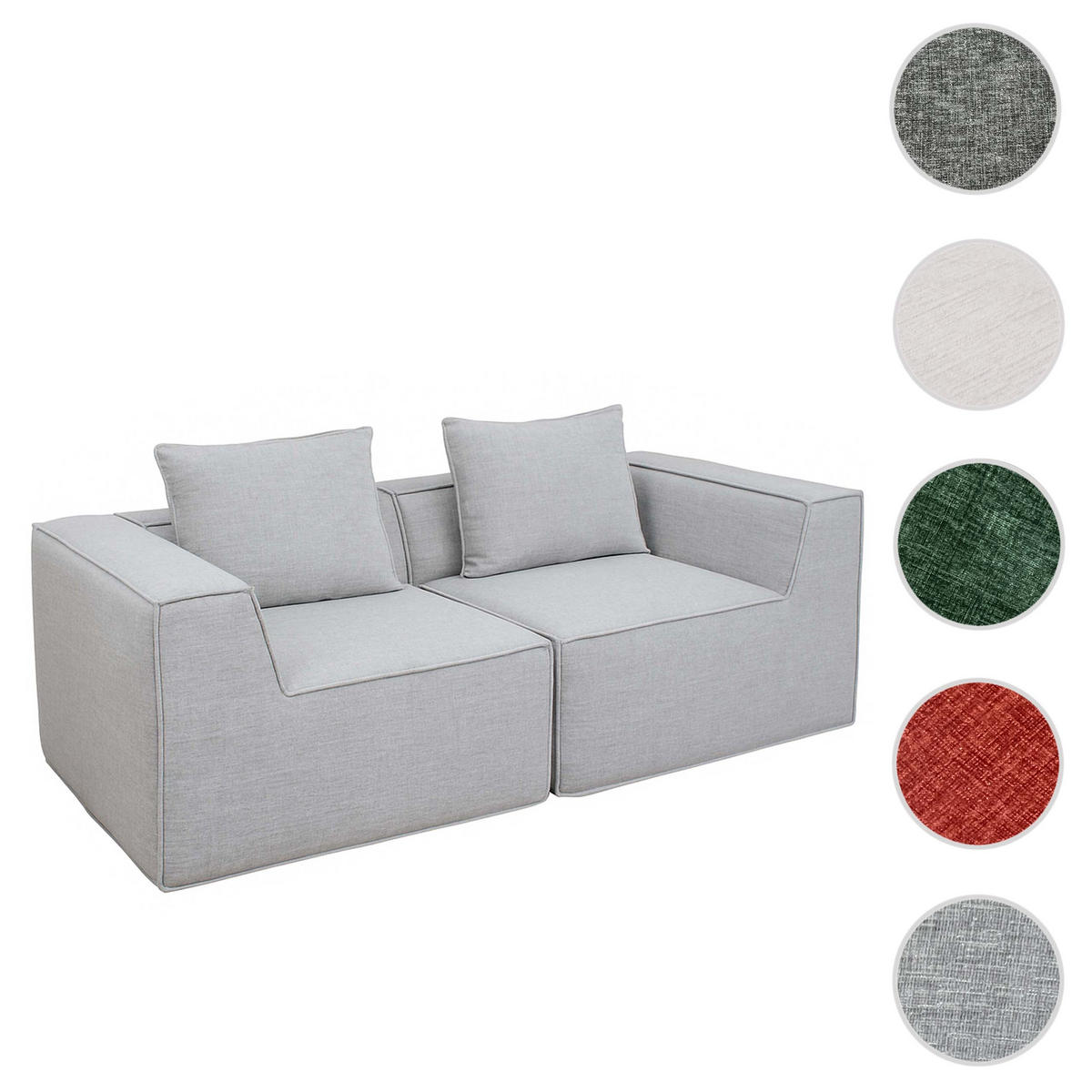 2MÍSTNÁ POHOVKA Světle šedá - světle šedá, textil (194/63/97cm) - MCW