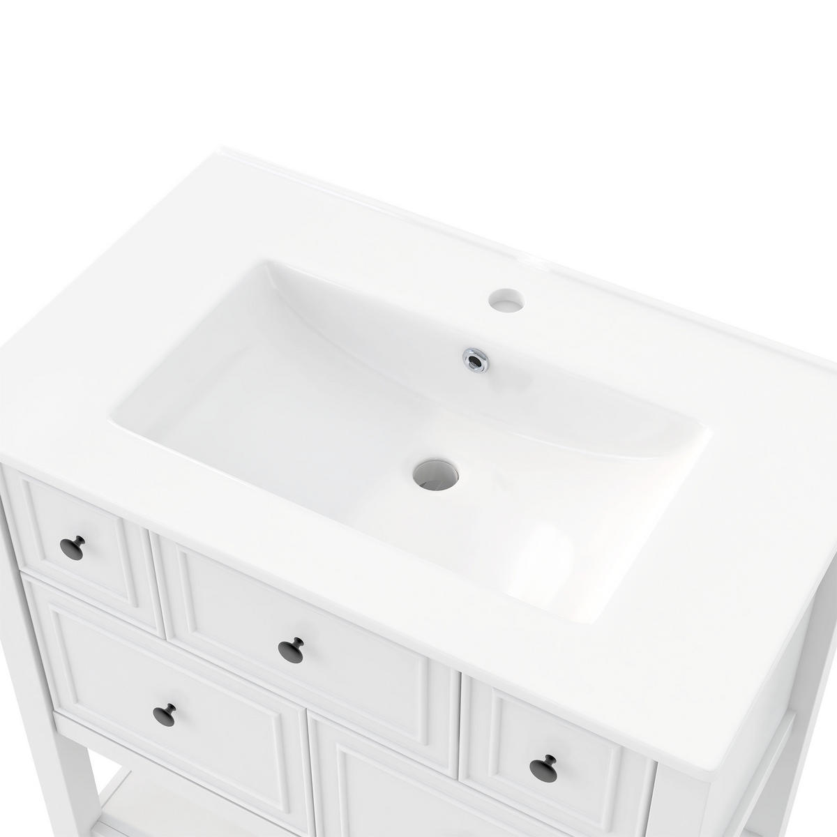 KOUPELNOVÁ SKŘÍŇKA S UMYVADLEM Bílá volně stojící 76 cm - bílá, kompozitní dřevo (76/82/46.5cm) - Urban Meuble