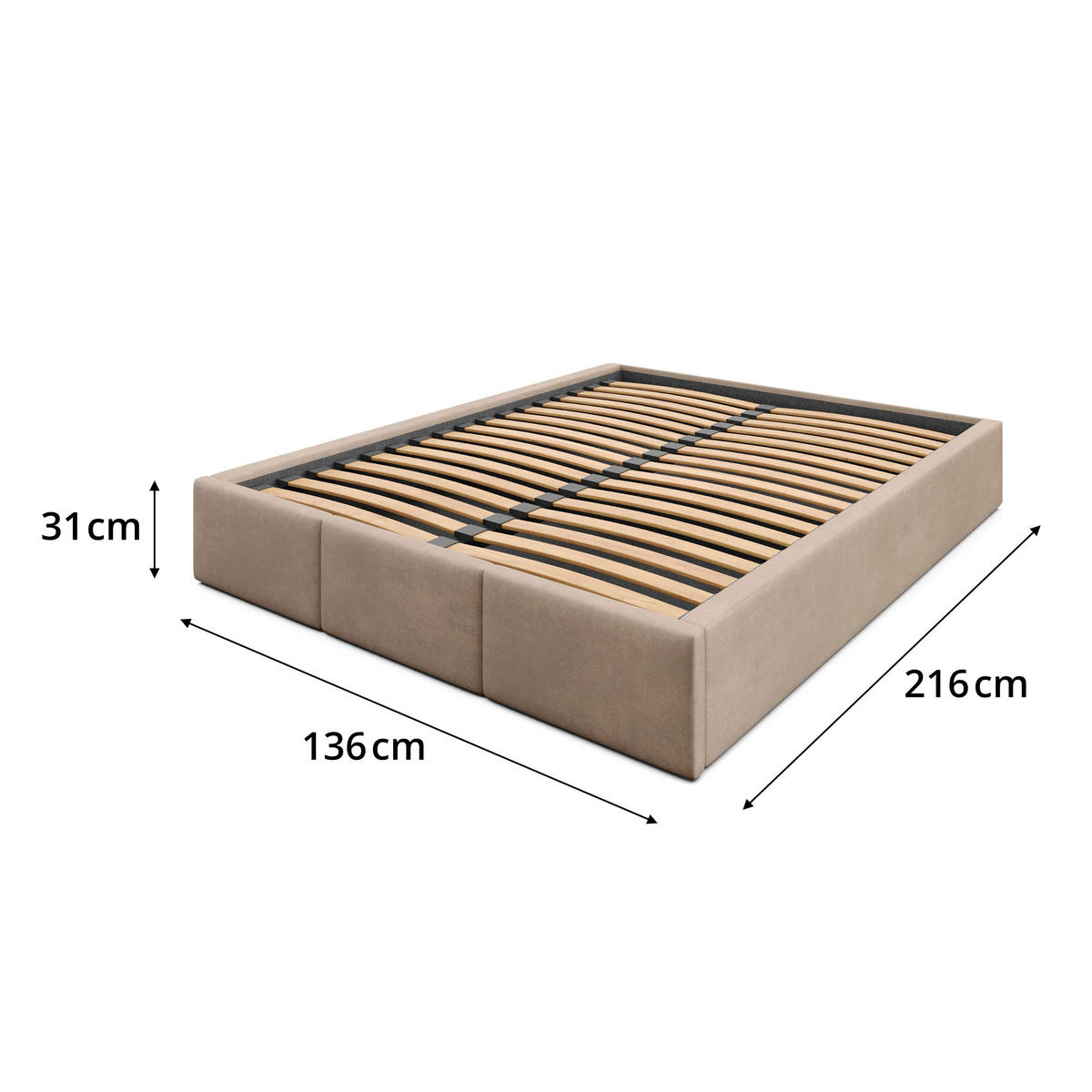 POLSTERBETT für Schlafzimmer Bett mit Stauraum Beige 120x200cm - Beige, Holzwerkstoff/Textil (120/200cm) - Muralo