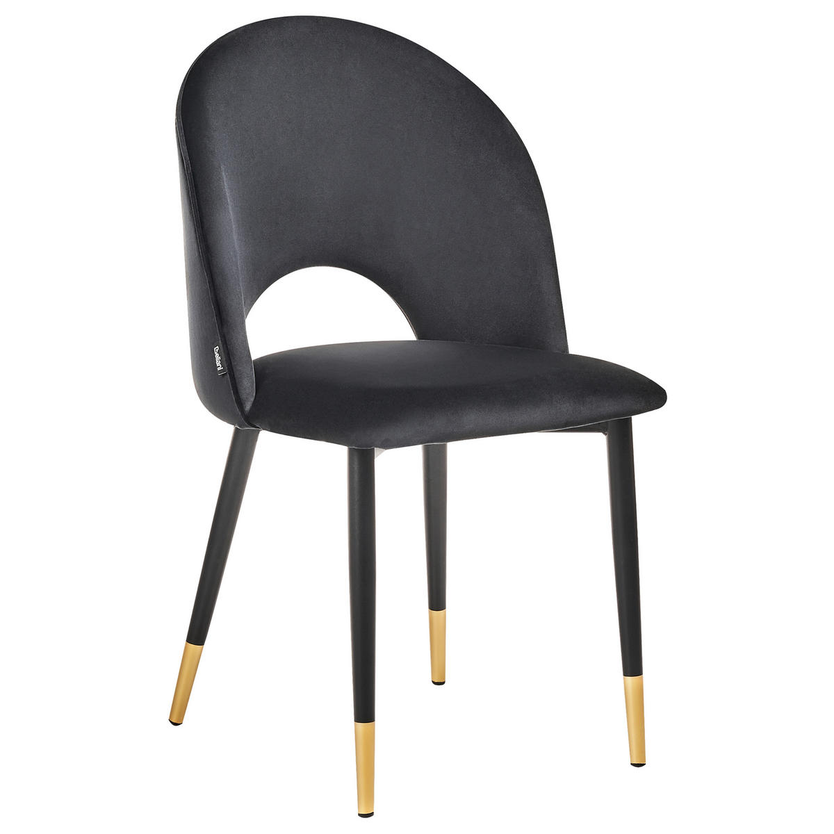 ÉTKEZŐSZÉK 2 darabos Szett Bársony Fekete Magalia - fekete, textil/fém (48/83/44cm) - Beliani