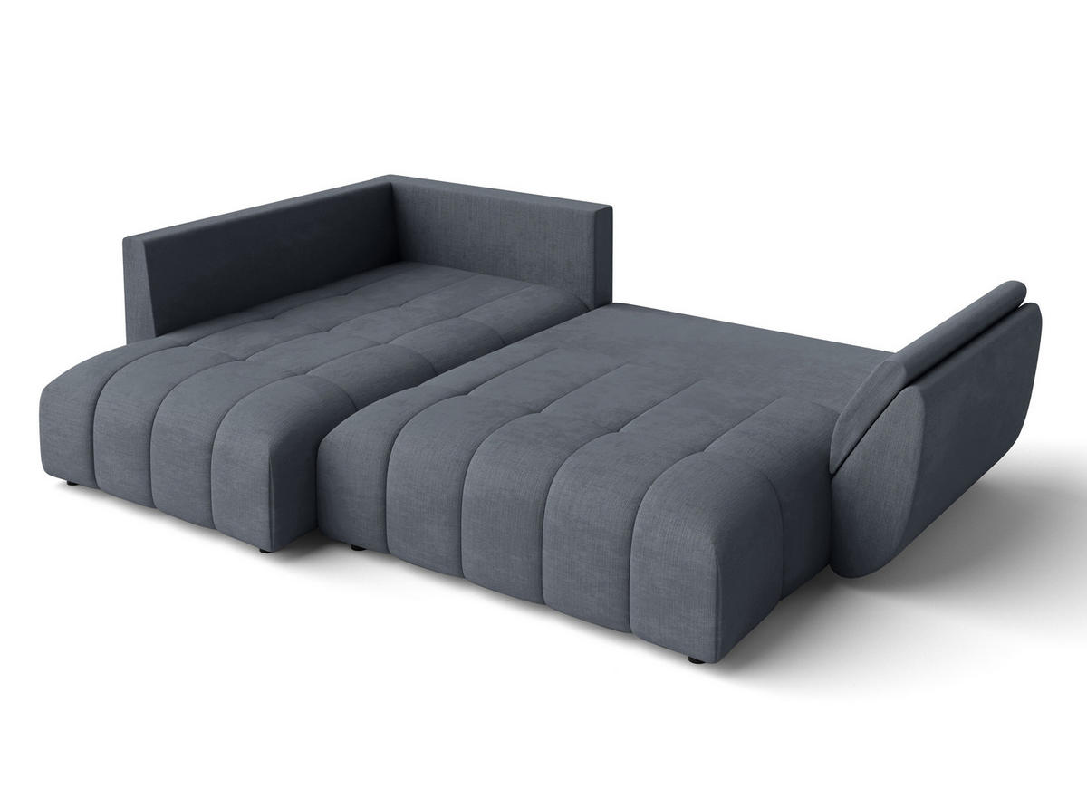 ECKSOFA L Form Corleone Grau 266/190/91 cm mit Schlaffunktion - Schwarz/Grau, Kunststoff/Textil (266/182cm) - AX Living