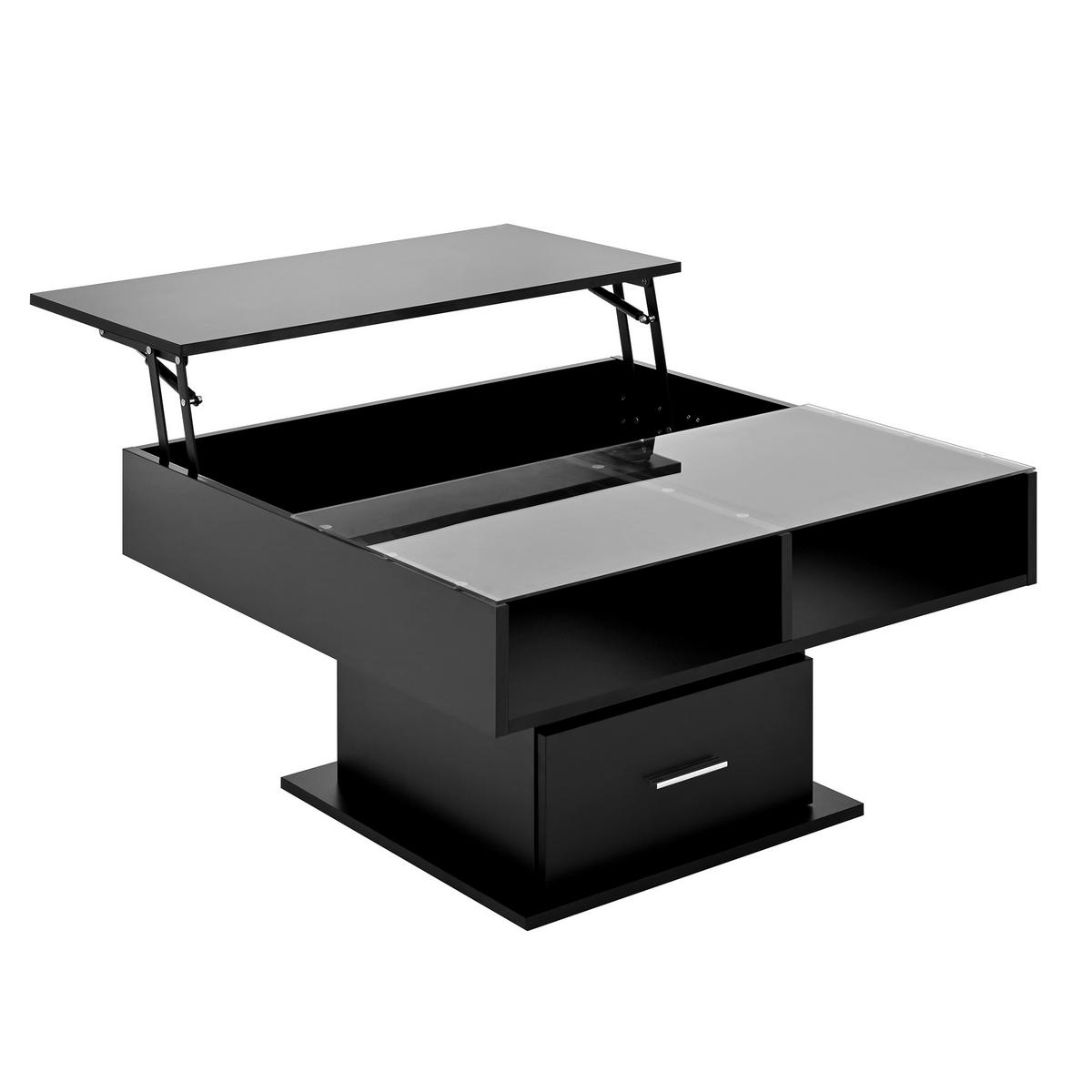 COUCHTISCH DE-171 Multifunktional Schwarz - Schwarz, Holzwerkstoff (78/78/60cm) - ComfortXL