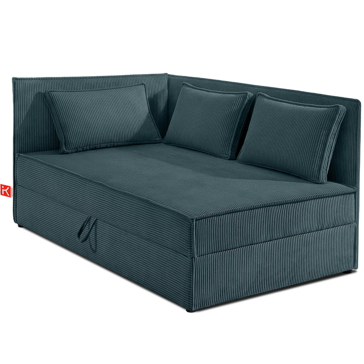 JUGENDBETT ROTI Einzelbett mit Bettkasten, 90x200cm, Bett mit Bonellmatratze, mit Rückenlehne - Blau/Schwarz, Holz/Holzwerkstoff (92/200cm) - KONSIMO®