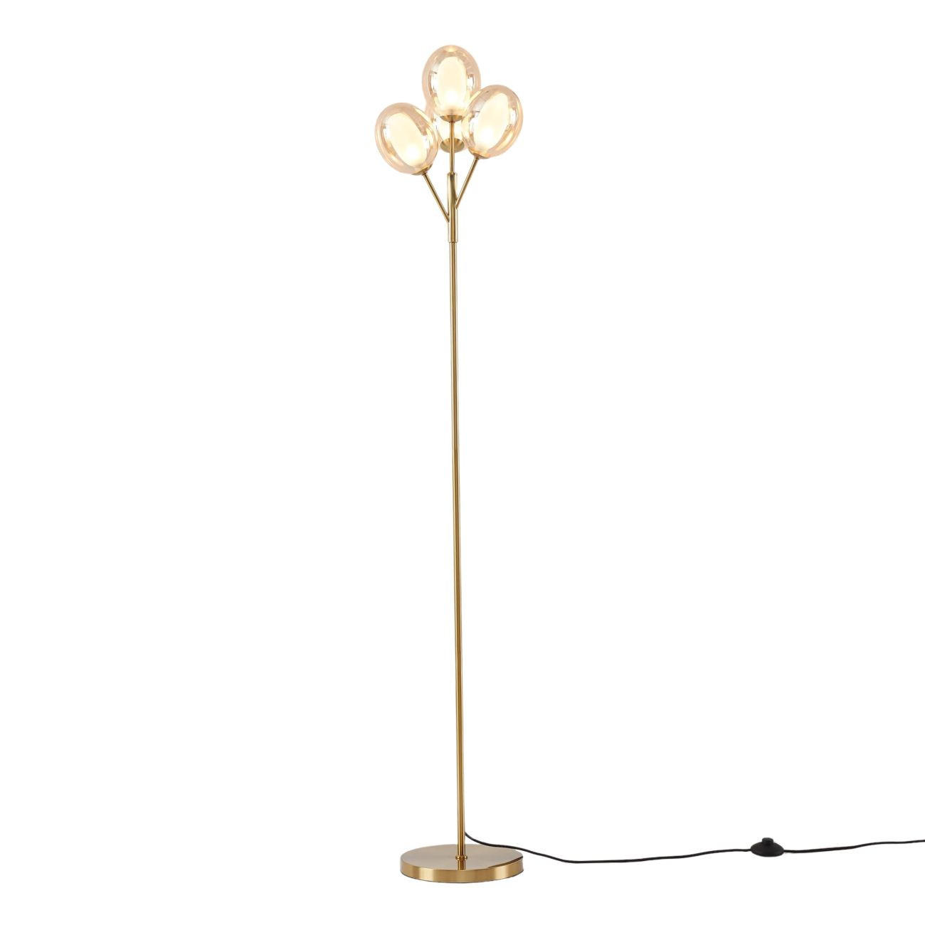 STEHLEUCHTE Seryn, Messing und bernsteinfarben, 165cm - Messingfarben, Glas (165/36/165cm) - KOSILUM