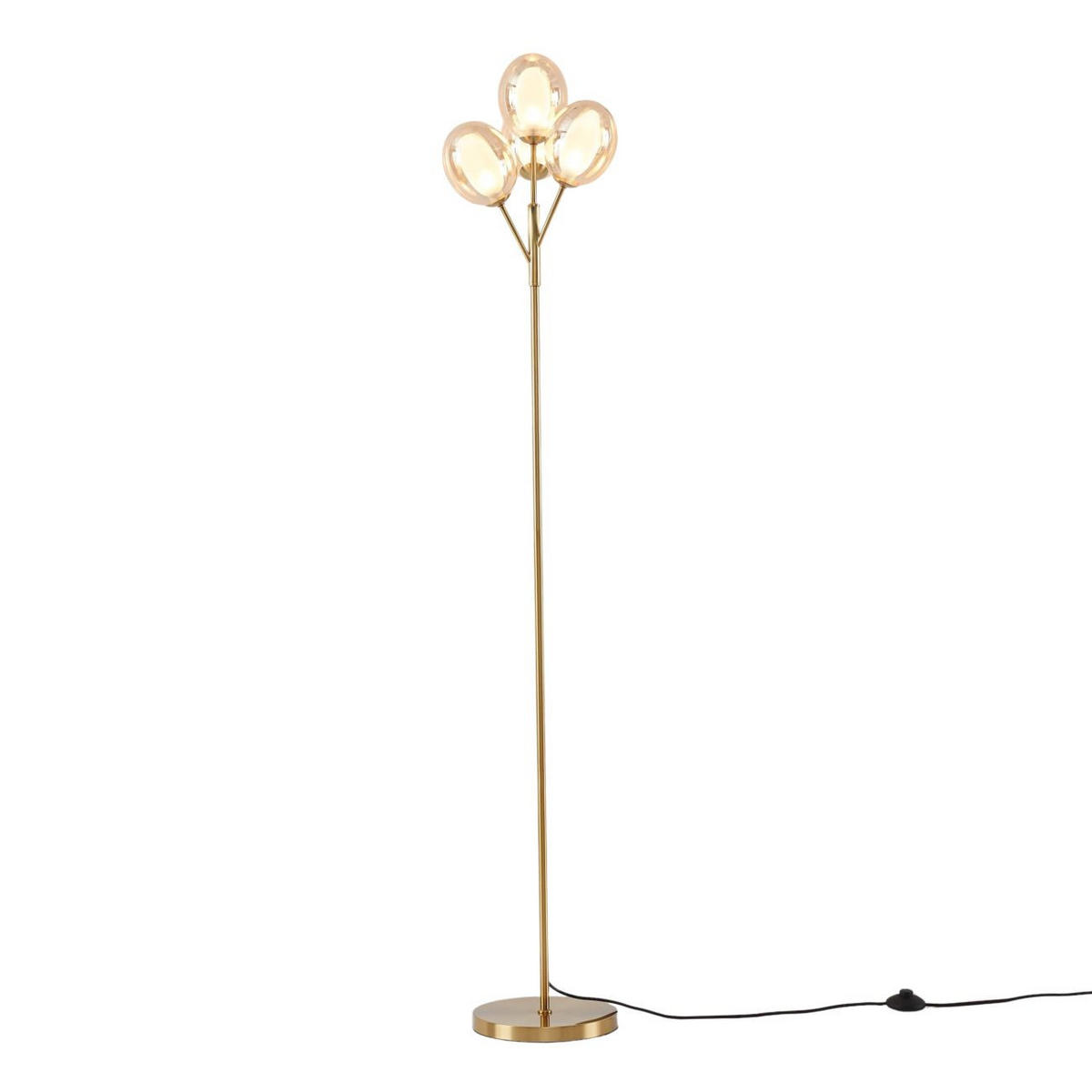 STEHLEUCHTE Seryn, Messing und bernsteinfarben, 165cm - Messingfarben, Glas (165/36/165cm) - KOSILUM