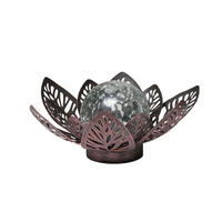LED-WASSERLILIE aus Metall mit Glaskugel warmweißes Licht - Bruchglasoptik (D x H) 28 x 12 cm Groß Braun mit Stanzmuster - Braun, Metall (28/28/12cm) - Northpoint