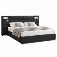 POLSTERBETT mit Stauraum, USB & Ladefunktion 180x200 cm PU Black - Schwarz, Metall (180/200cm) - Meubliv