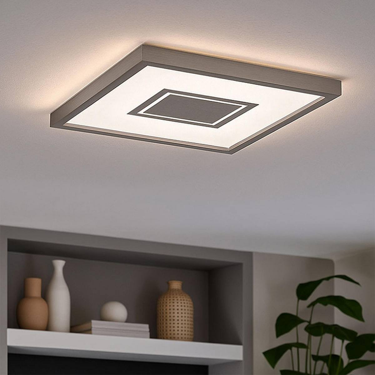 LED DECKENLEUCHTE Backlight Silber - Silberfarben, Kunststoff (42.3/42.3/3.9cm) - Briloner