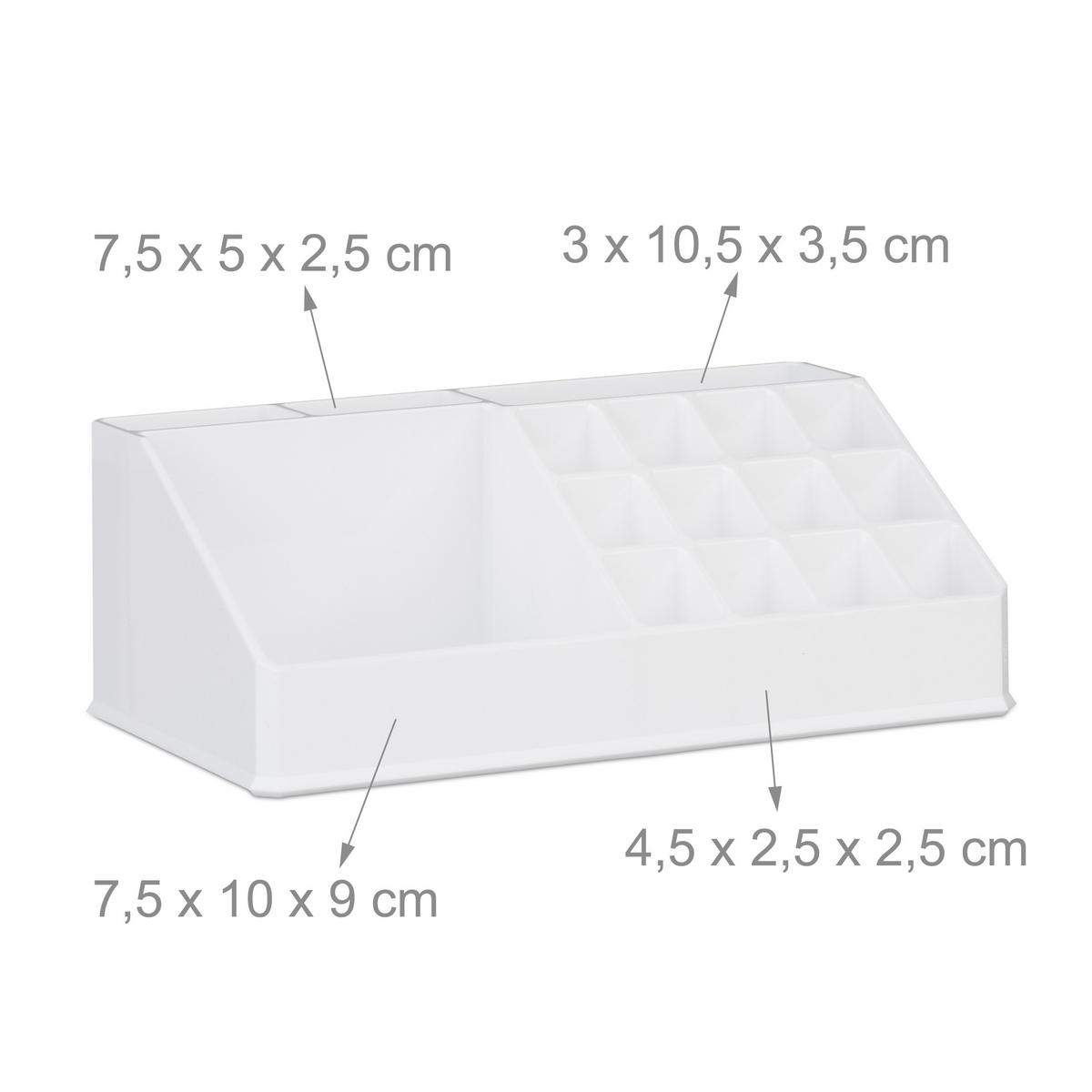 MAKEUP Organizer - Weiß, Kunststoff (24/30/14cm) - Relaxdays