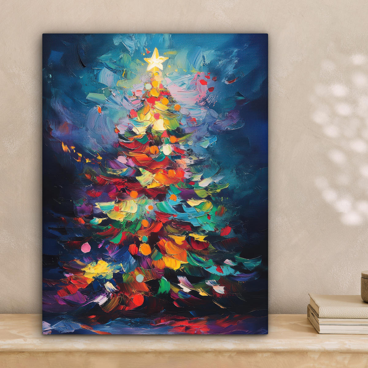 LEINWANDBILD Weihnachtsbaum - Weihnachten - Abstrakt - Farbenfroh 30x40 cm - Multicolor, Textil (30/40cm) - MuchoWow