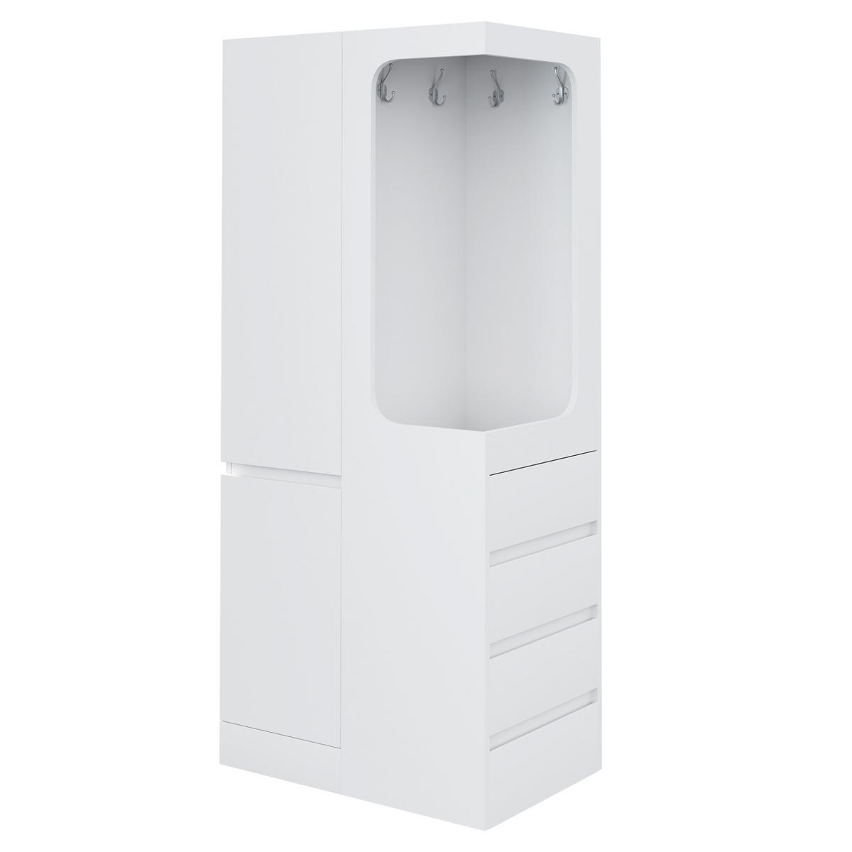 KLEIDERSCHRANK in Weiß mit Schubladen und Staufächern für Schlafzimmer und Wohnzimmer, B70/T40/H170 cm - Weiß, Holzwerkstoff (70/170/40cm) - STILVORA