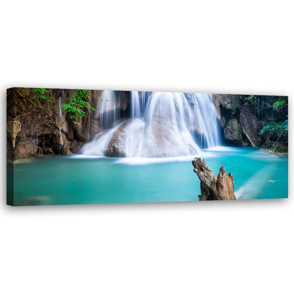 WANDBILD wasserfall in den tropen - Blau, Textil (90/30cm) - Feeby