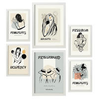 POSTER Set Mit 6 Schwarze Tinte Freundschaft Größe A3 & A4 Weißer Rahmen - Weiß, Papier (29.7/1cm) - Nacnic