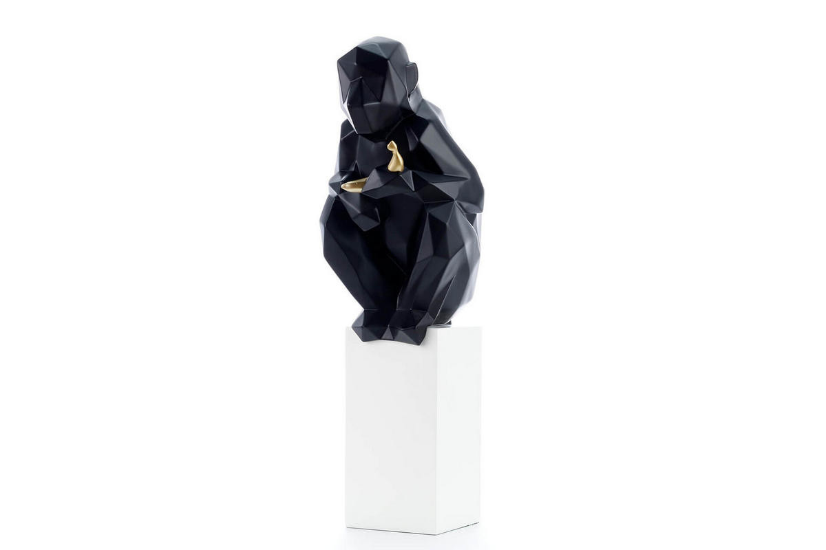 SKULPTUR Schwarz 21/66 cm - Schwarz, Stein (2.4/66/18cm) - KUNSTLOFT
