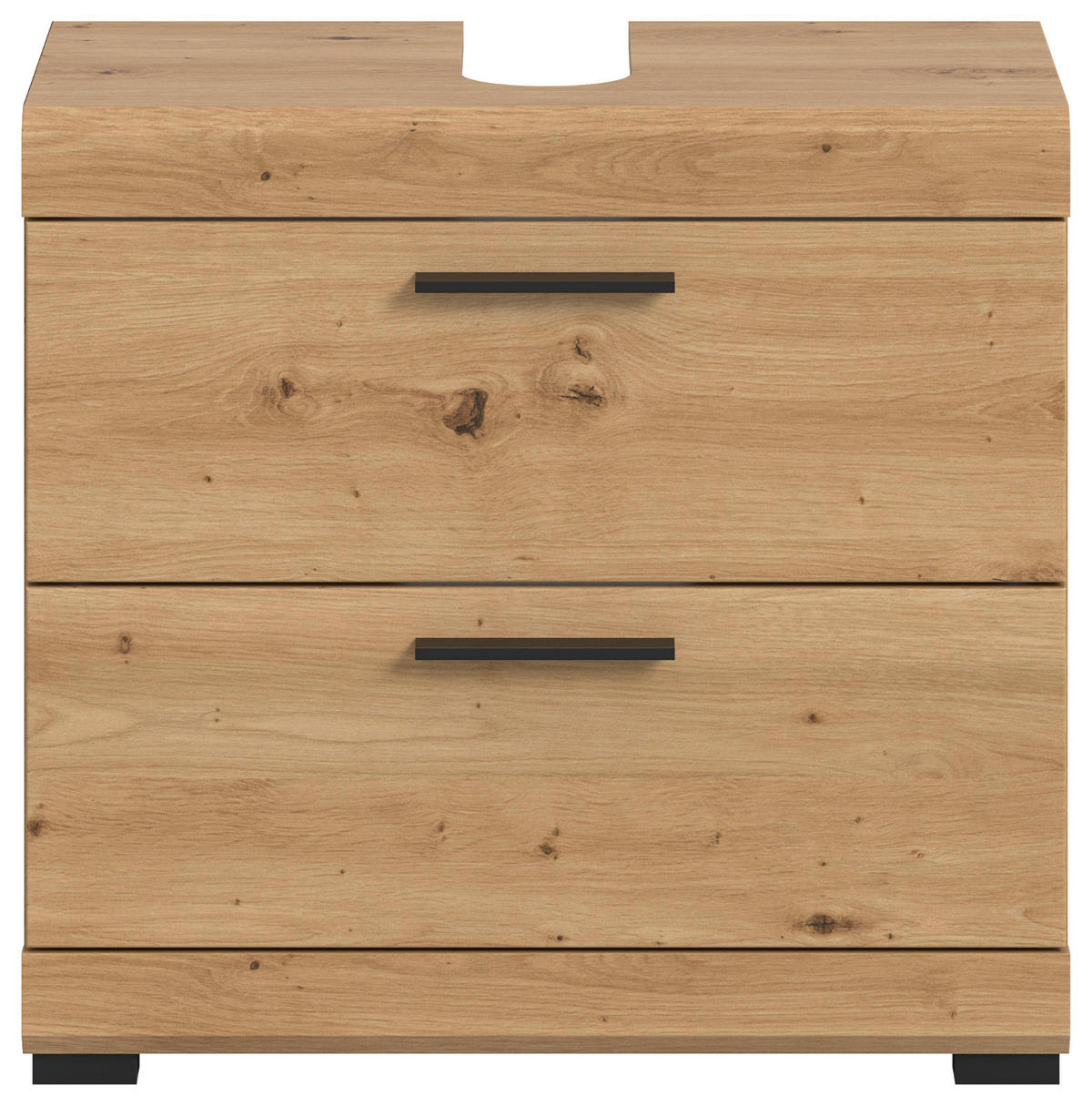 WASCHBECKENUNTERSCHRANK Eiche Artisan 60 cm, Badezimmer Unterschrank mit Schubkästen - Schwarz/Eiche Artisan, Holzwerkstoff/Kunststoff (60/56/34cm) - Inn.Furn