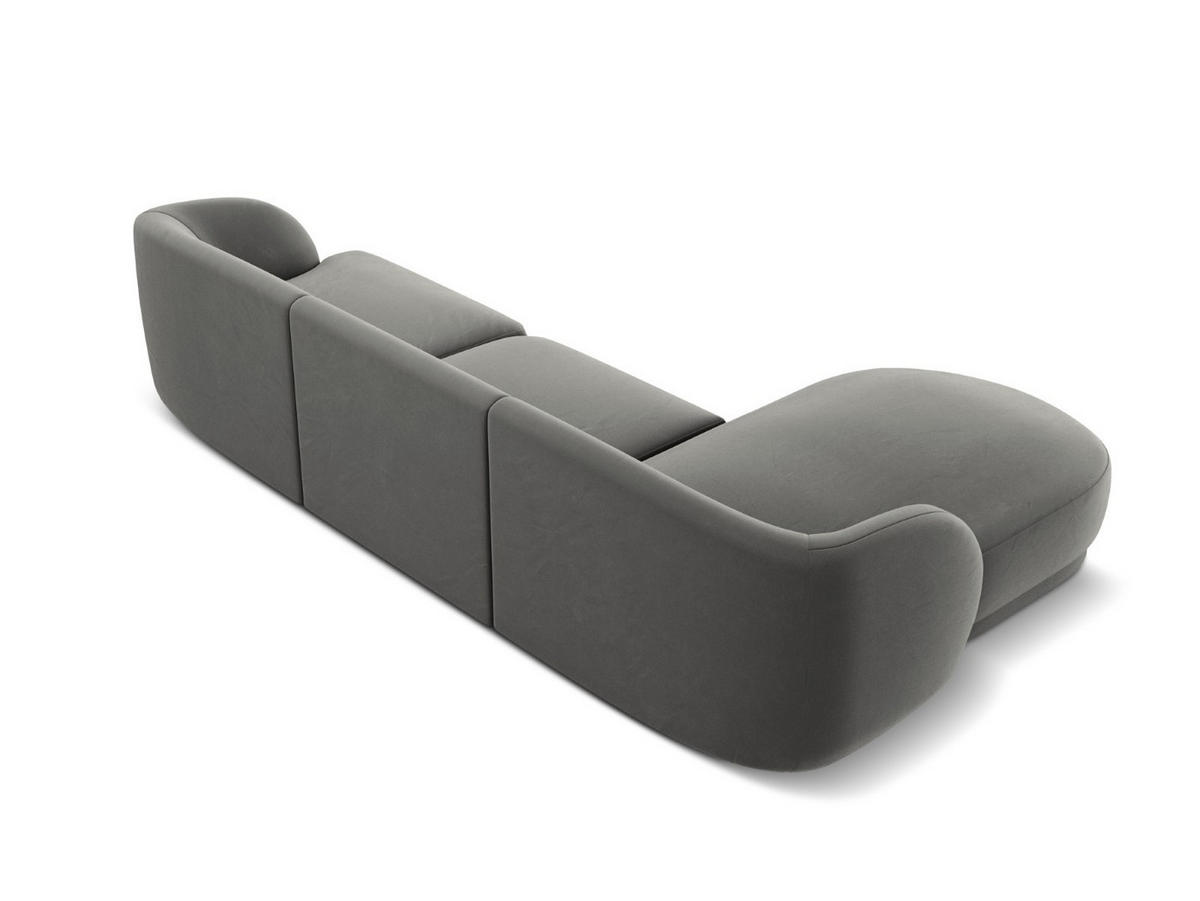 ECKSOFA links Miley aus Samt hellgrau 4 Sitzplätze - Hellgrau, Textil (156/255cm) - Micadoni