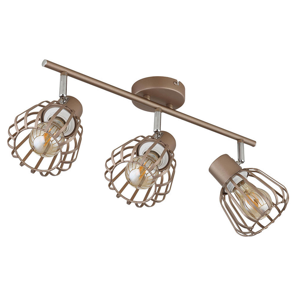 LED DECKENLEUCHTE OLIN Metall Braun, 3-flammiger Spot - Braun, Glas (50/17.5/12.5cm) - Globo Lighting