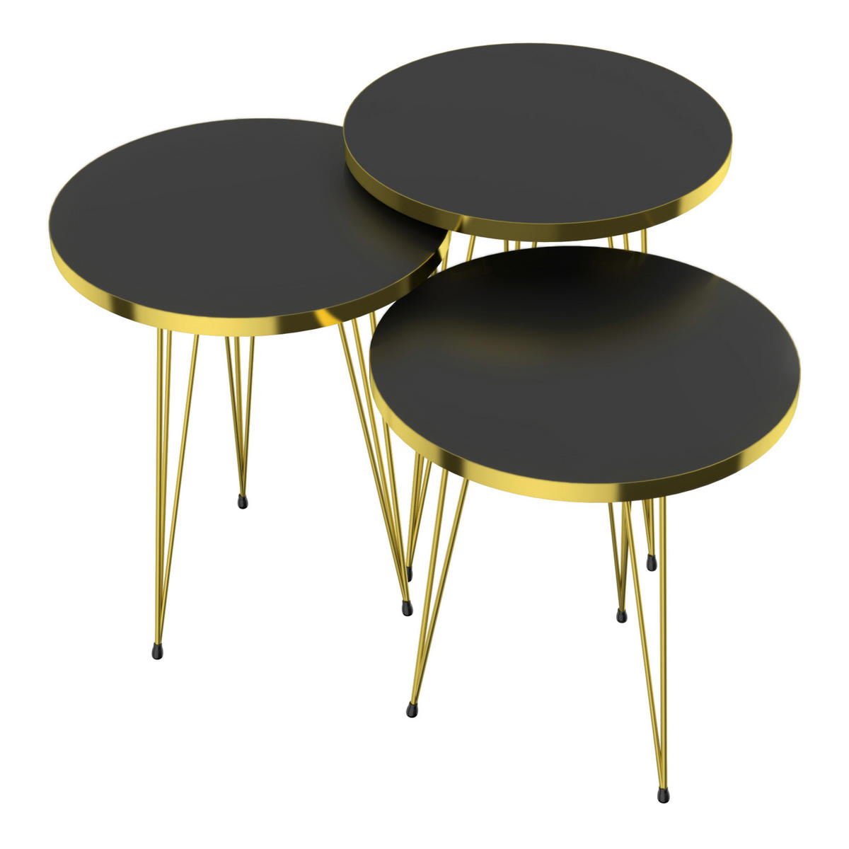 SATZTISCH Skibby 38/38/48 - Schwarz, Holzwerkstoff (38/38/48cm) - [en.casa]