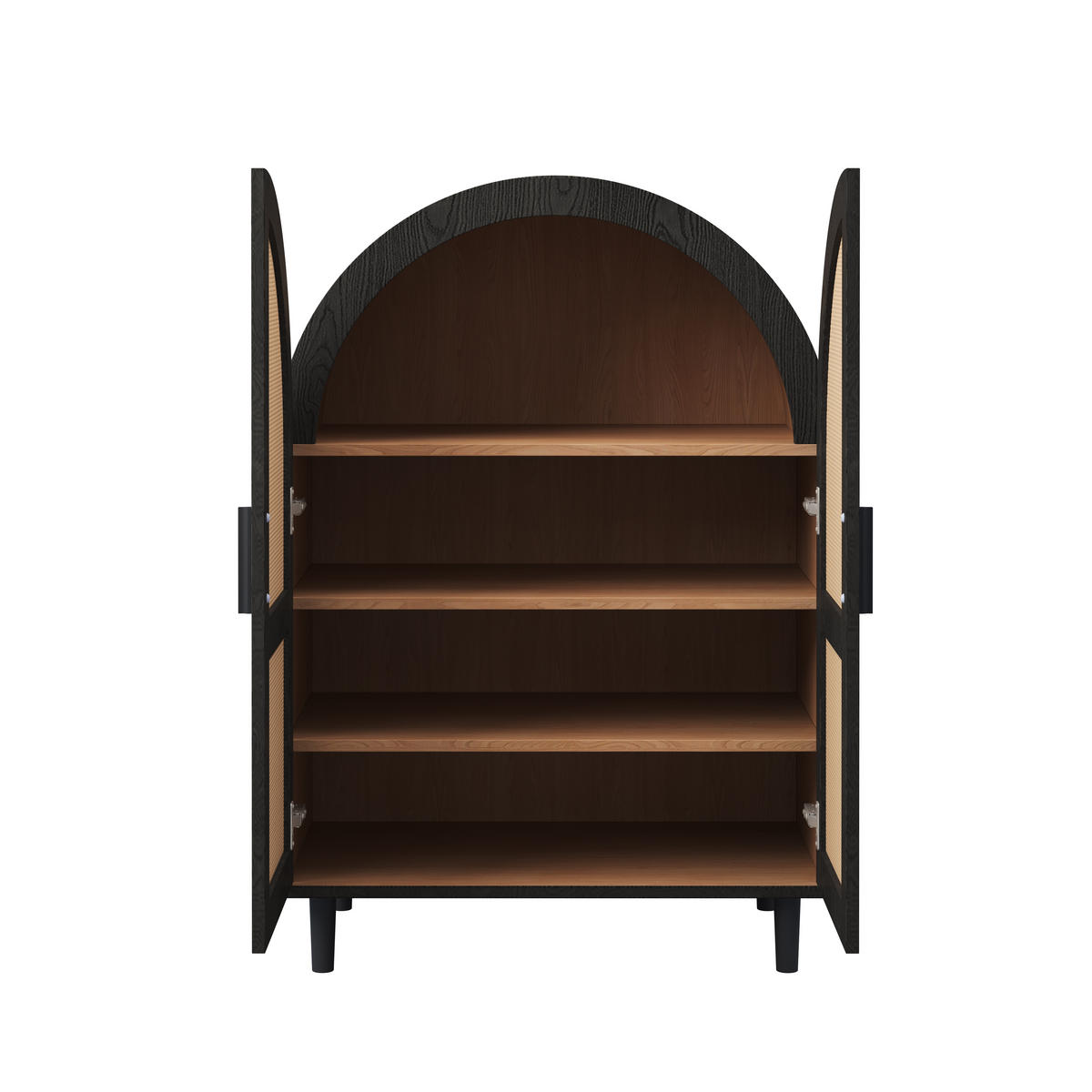 SCHUHKIPPER in Natur/Schwarz mit Bogen-Design - Schwarz, Holzwerkstoff (70/100/40cm) - Urban Meuble
