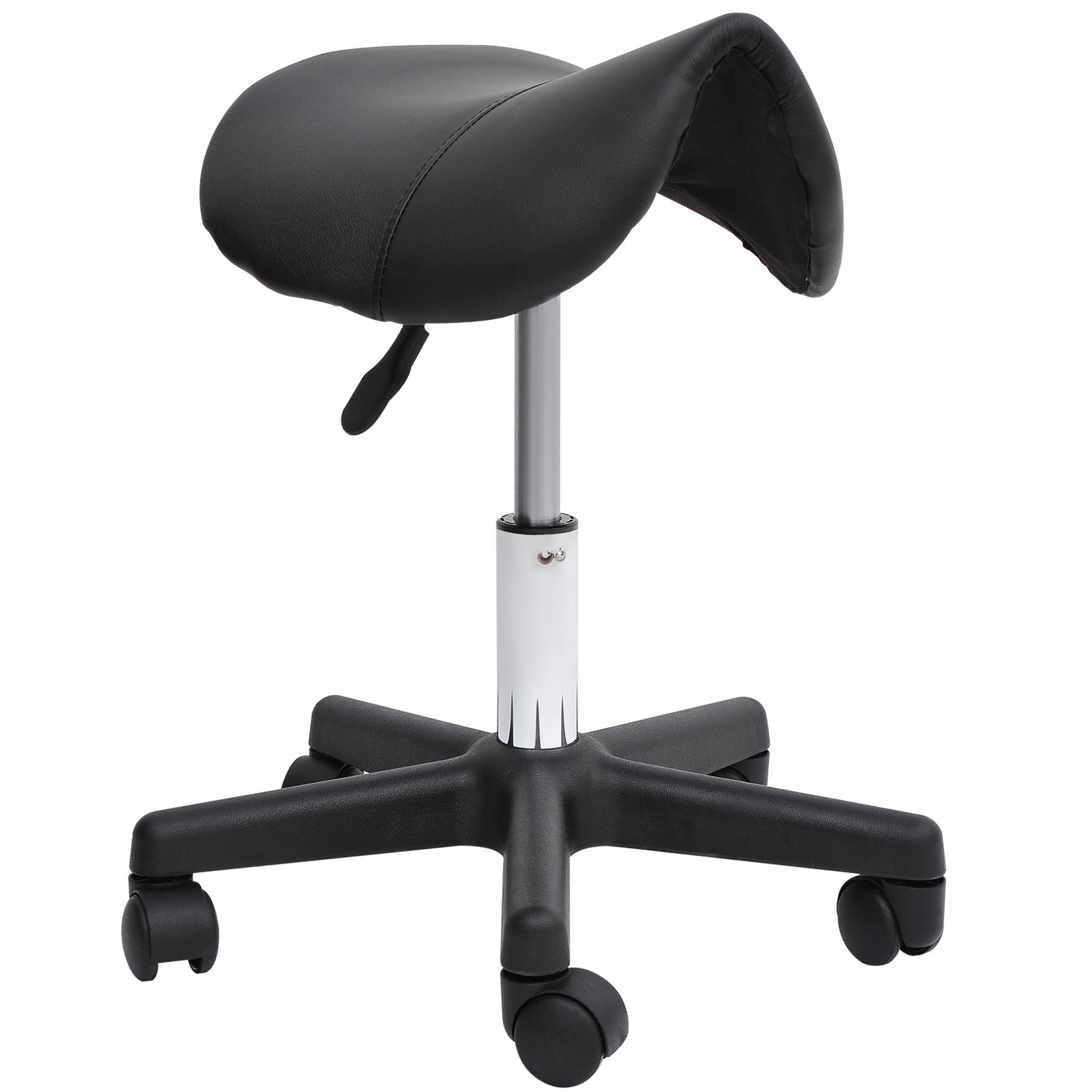 ROLLHOCKER höhenverstellbar 45 bis 55 cm Kunstleder Schwarz - Schwarz, Metall (38/55/35cm) - Meubliv