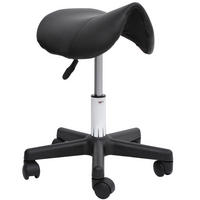 ROLLHOCKER höhenverstellbar 45 bis 55 cm Kunstleder Schwarz - Schwarz, Metall (38/55/35cm) - Meubliv