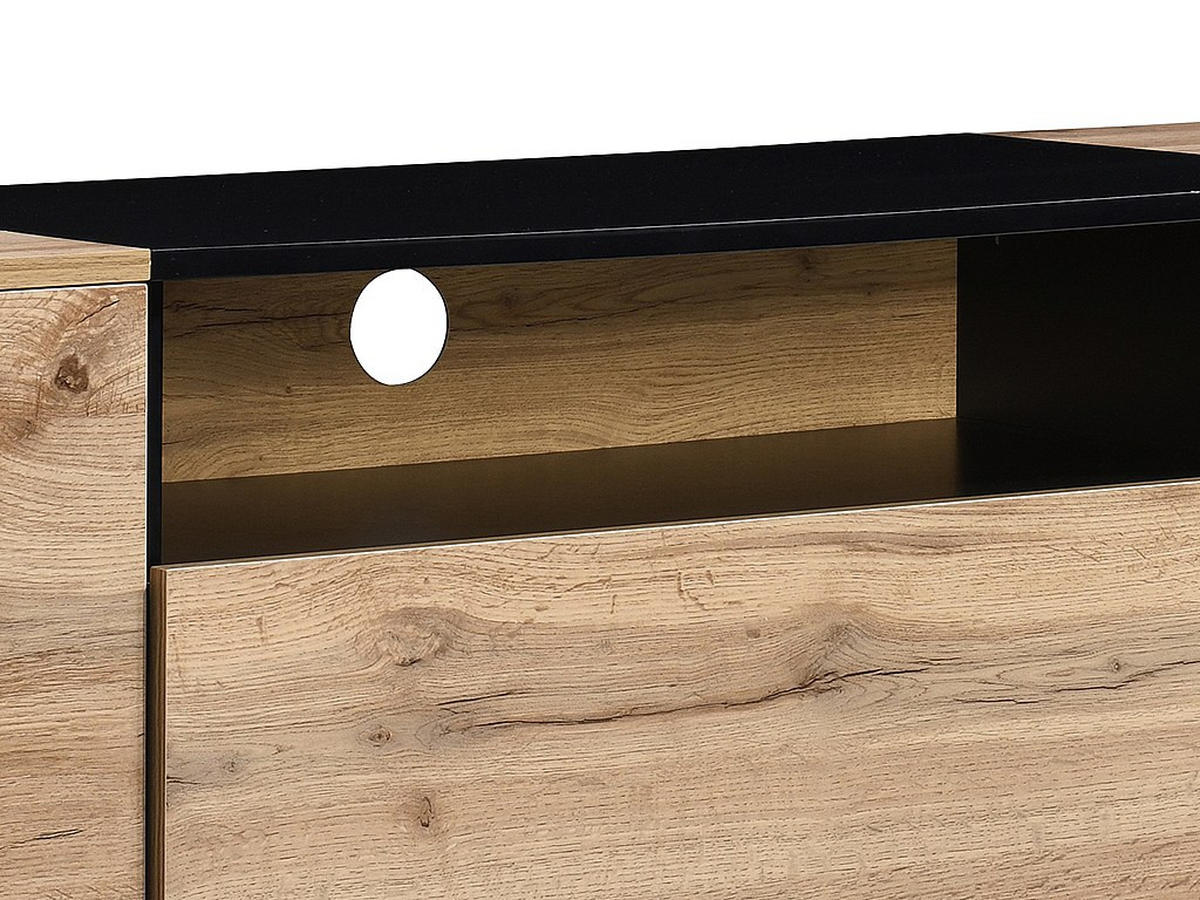 TV-BOARD - 180 cm x 40 cm - Holz, Platte - Schwarz, Naturfarben Hell CEMILINA - Hellbraun, Holz (180/45/40cm) - Vente-Unique