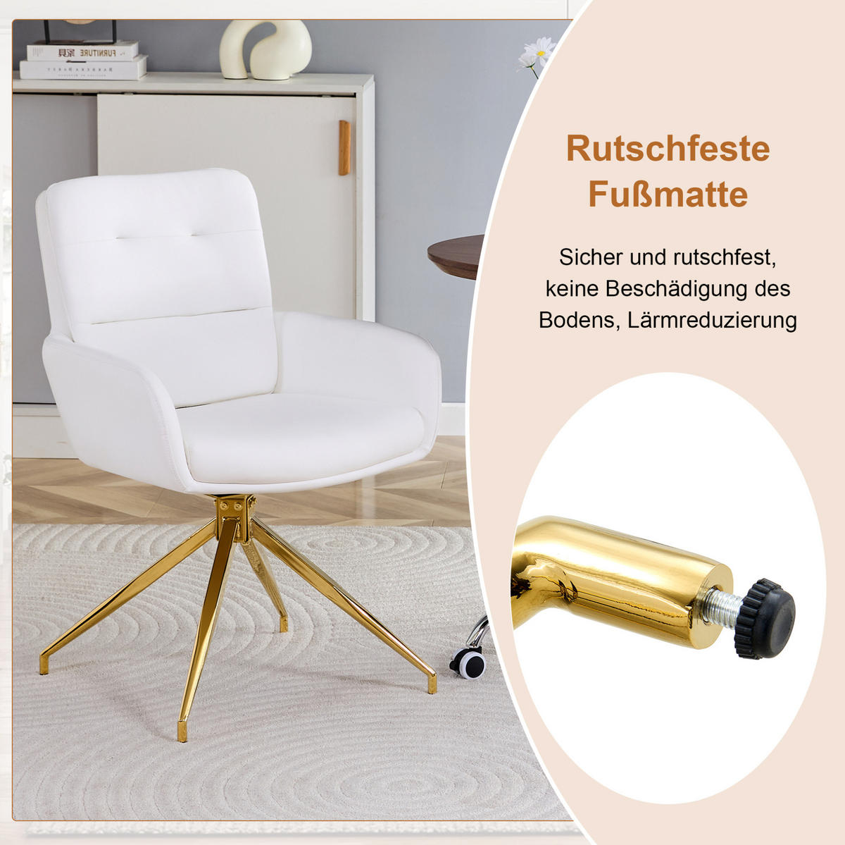 ESSZIMMER-SET 3-tlg. 85 cm Transparent Weiß-Gold - Weiß, Metall (85/76/85cm) - Meubliv