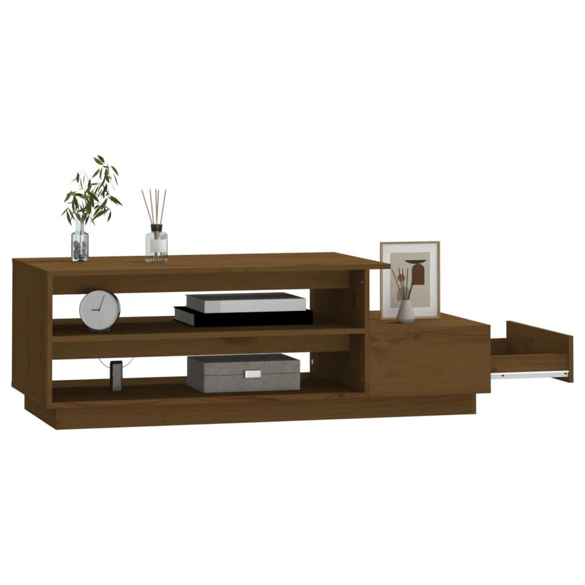 COUCHTISCH Honigbraun 120x50x40,5 cm Massivholz Kiefer - Braun, Holz (120/50/40.5cm) - furnicato