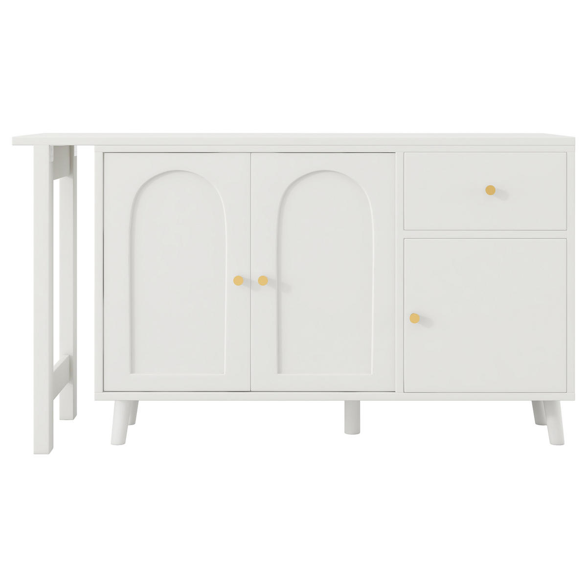 SCHREIBTISCH 120/40/74,5 cm drehbar mit Sideboard und Schublade in Weiß - Weiß, Holzwerkstoff (120/40/74.5cm) - BEAOK