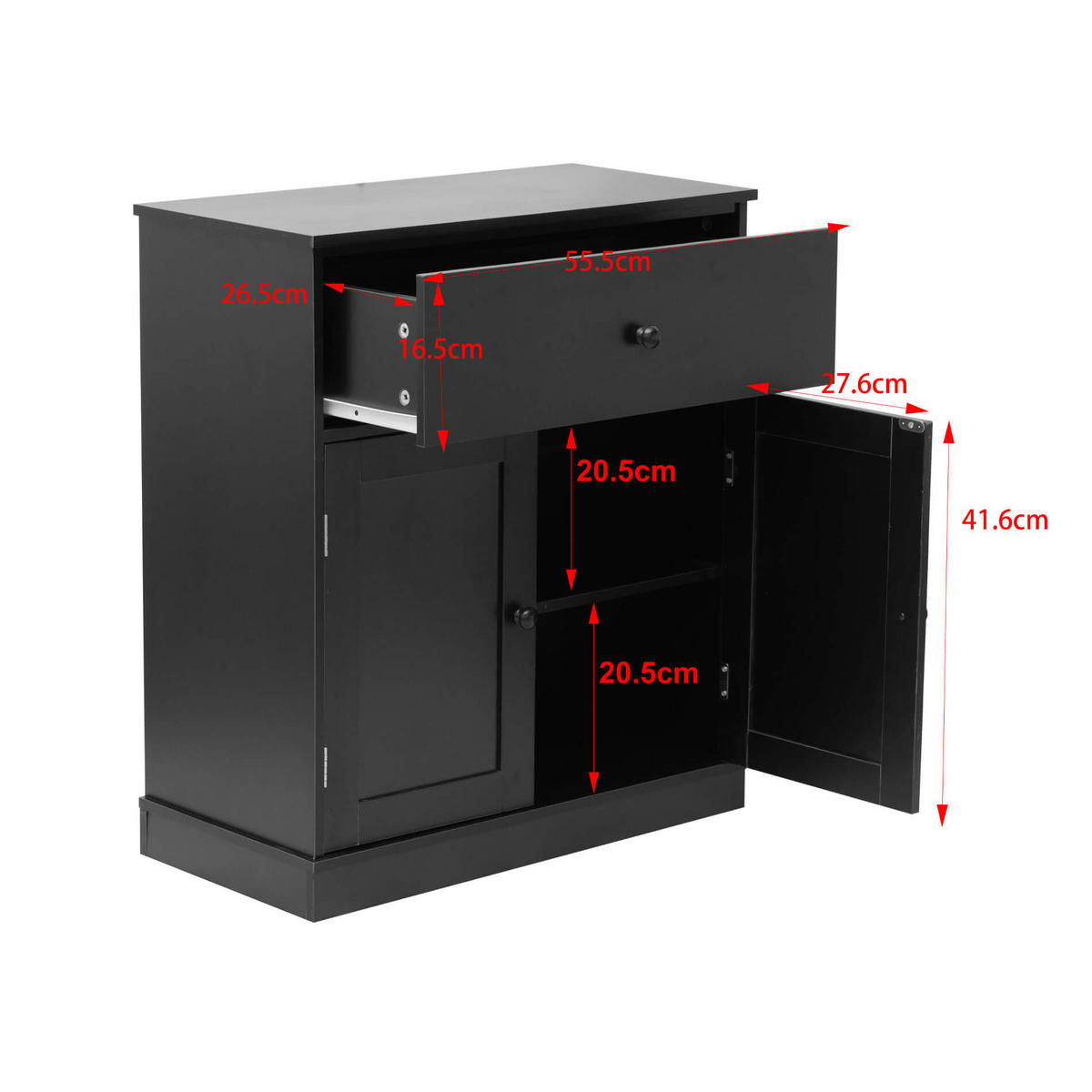 KOMMODE Schwarz 30/60/70 cm - Schwarz, Holzwerkstoff (60/70/30cm) - Mobili Rebecca