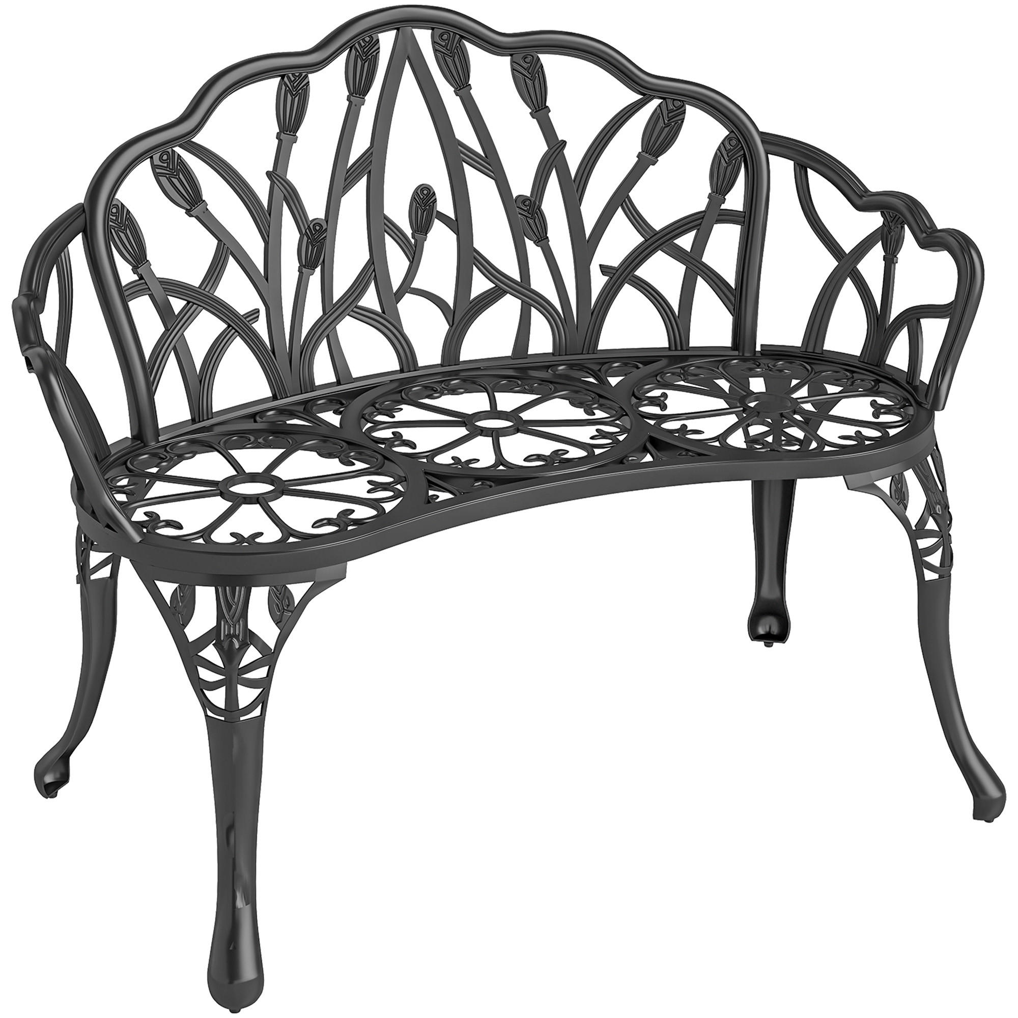 GARTENBANK Gussaluminium Schwarz - Schwarz, Metall (57/78/99cm) - Outsunny