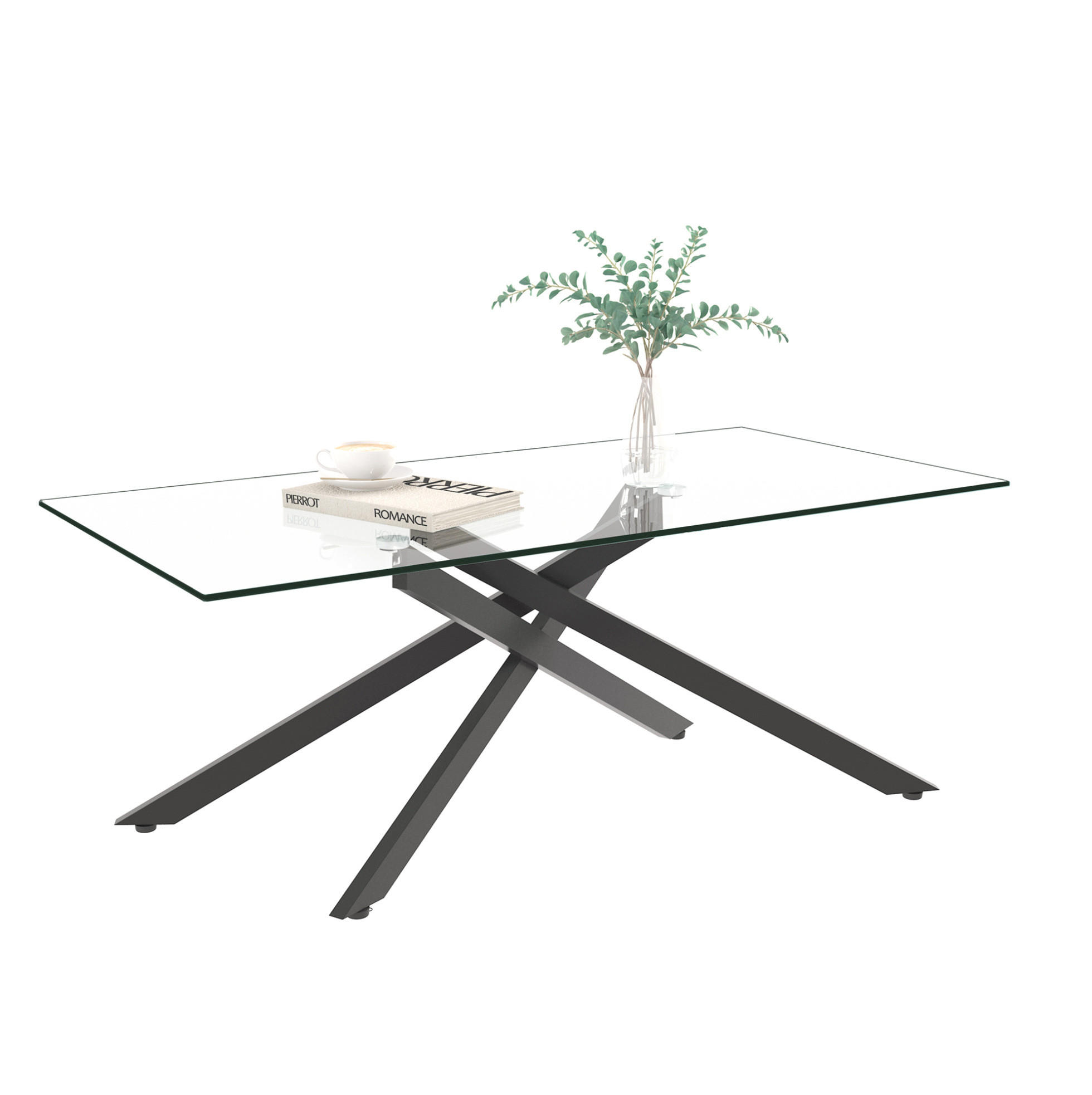 COUCHTISCH 120/60/46 cm aus Glas und Metall in Schwarz - Schwarz, Glas (120/60/46cm) - OKMYHOME