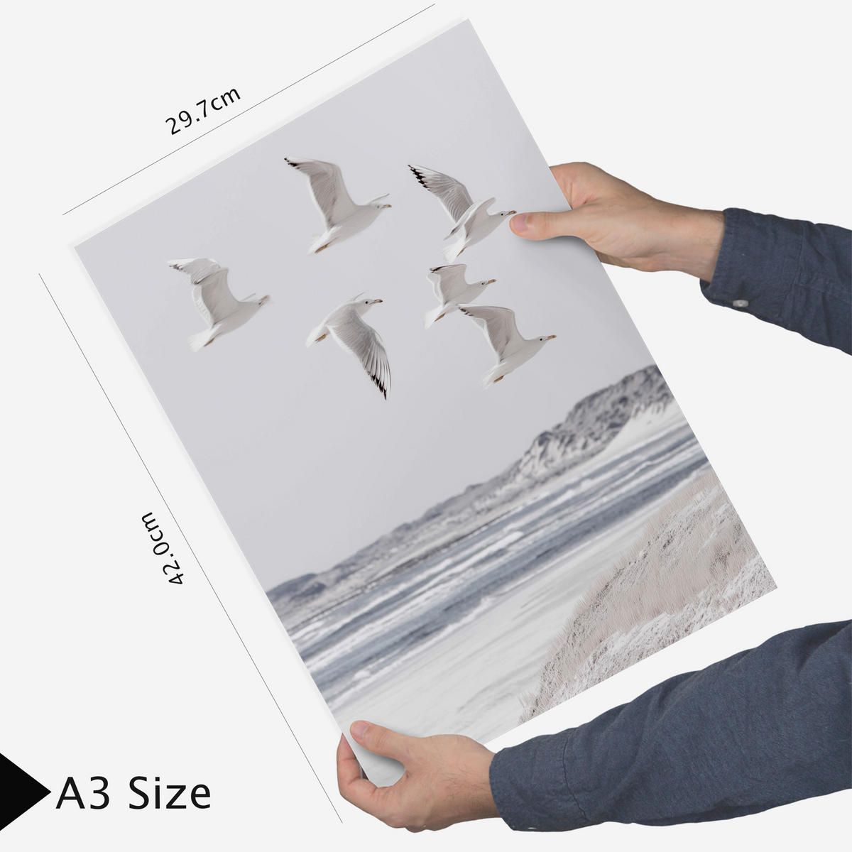 PLAKAT 6 moderních dekorativních maleb moře, pláže, západu slunce. Dekorativní krajinářské plakáty. Černý rám velikosti A3 & A4 - černá, papír (29.7/42/3cm) - Nacnic