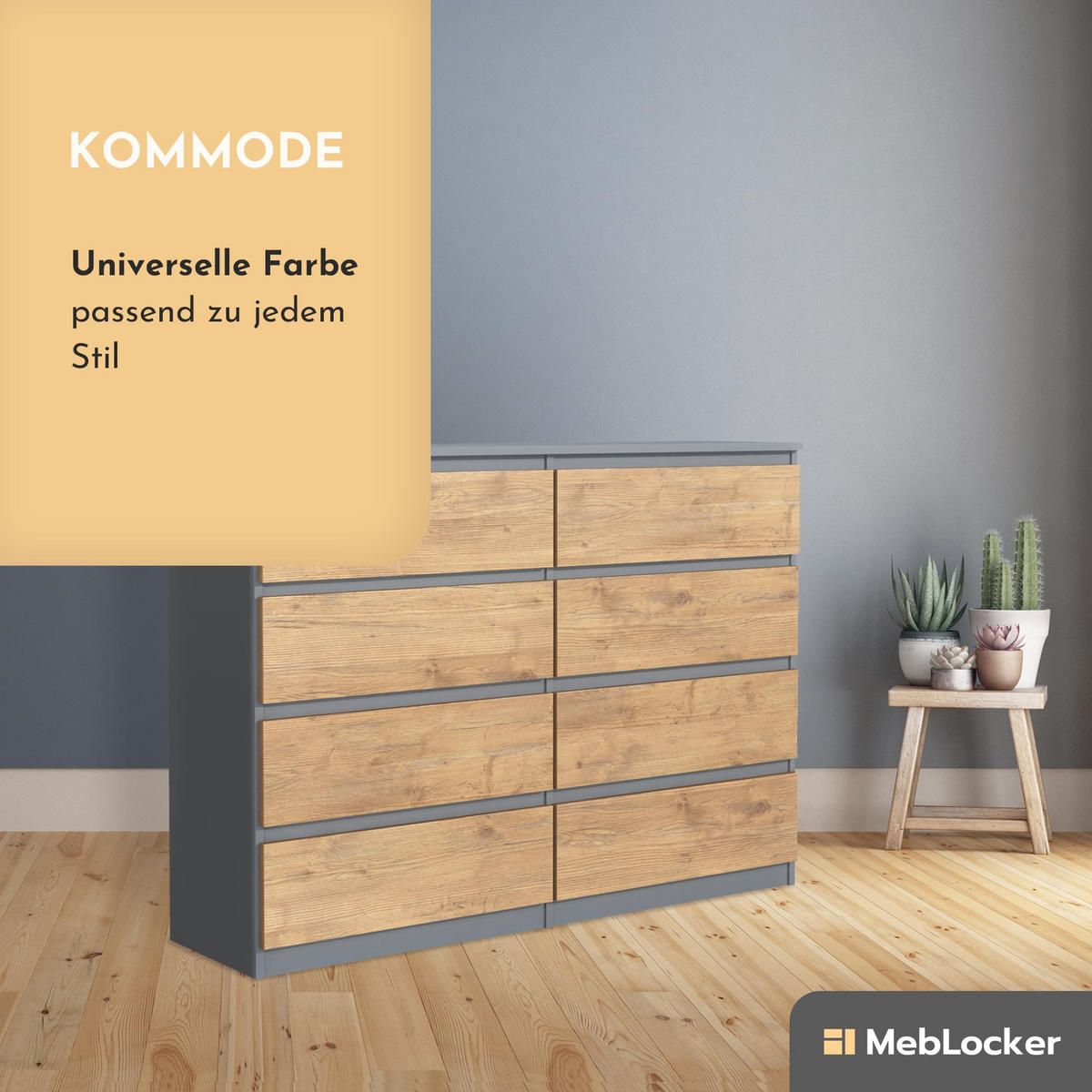 KOMMODE mit Schubladen Anthrazit Sonoma 120x101,5x39 cm - Anthrazit/Eiche Artisan, Holzwerkstoff (120/101/39cm) - MebLocker