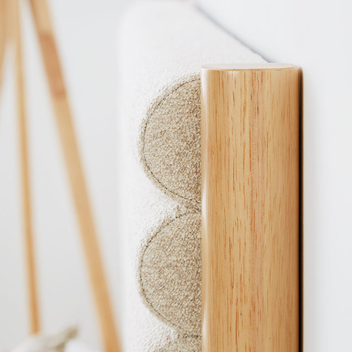 HOLZBETT Bouclé 140/200 Kopfteil - Beige, Holz/Textil - Homestyle4u