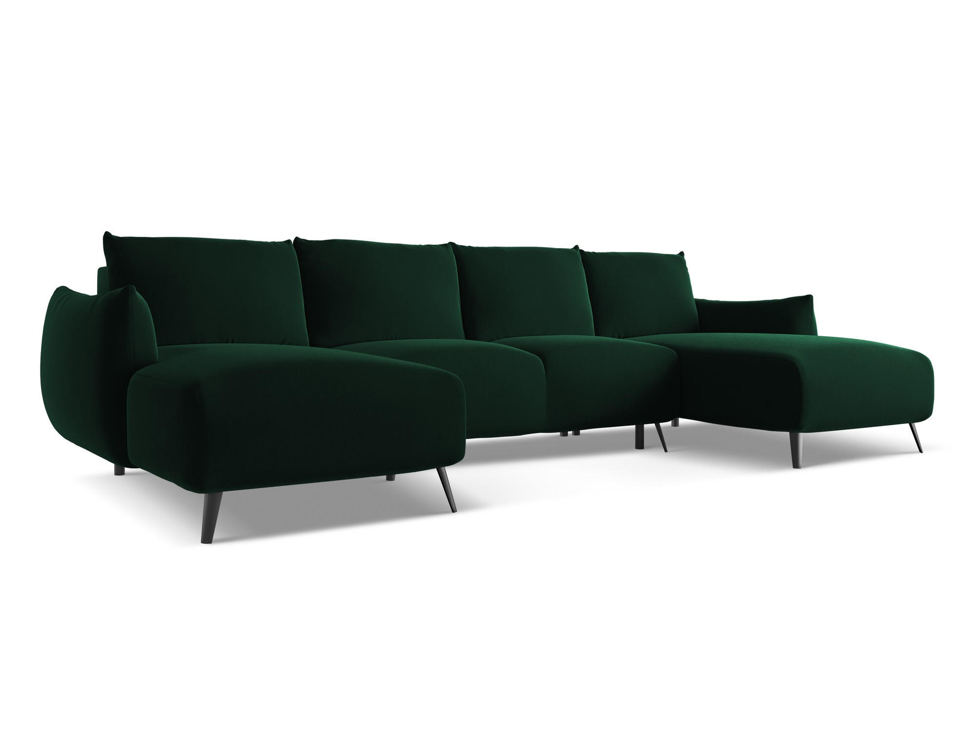 WOHNLANDSCHAFT Samt Stoff Grün - Dunkelgrün/Schwarz, Textil/Metall (317/86/162cm) - Makamii
