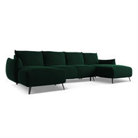 WOHNLANDSCHAFT Samt Stoff Grün - Dunkelgrün/Schwarz, Textil/Metall (317/86/162cm) - Makamii