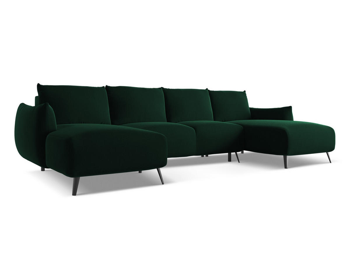 WOHNLANDSCHAFT Samt Stoff Grün - Dunkelgrün/Schwarz, Textil/Metall (317/86/162cm) - Makamii