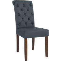 STUHL Samt Dunkelgrau - Dunkelgrau/Walnussfarben, Holz/Textil (45/98/63cm) - CLP