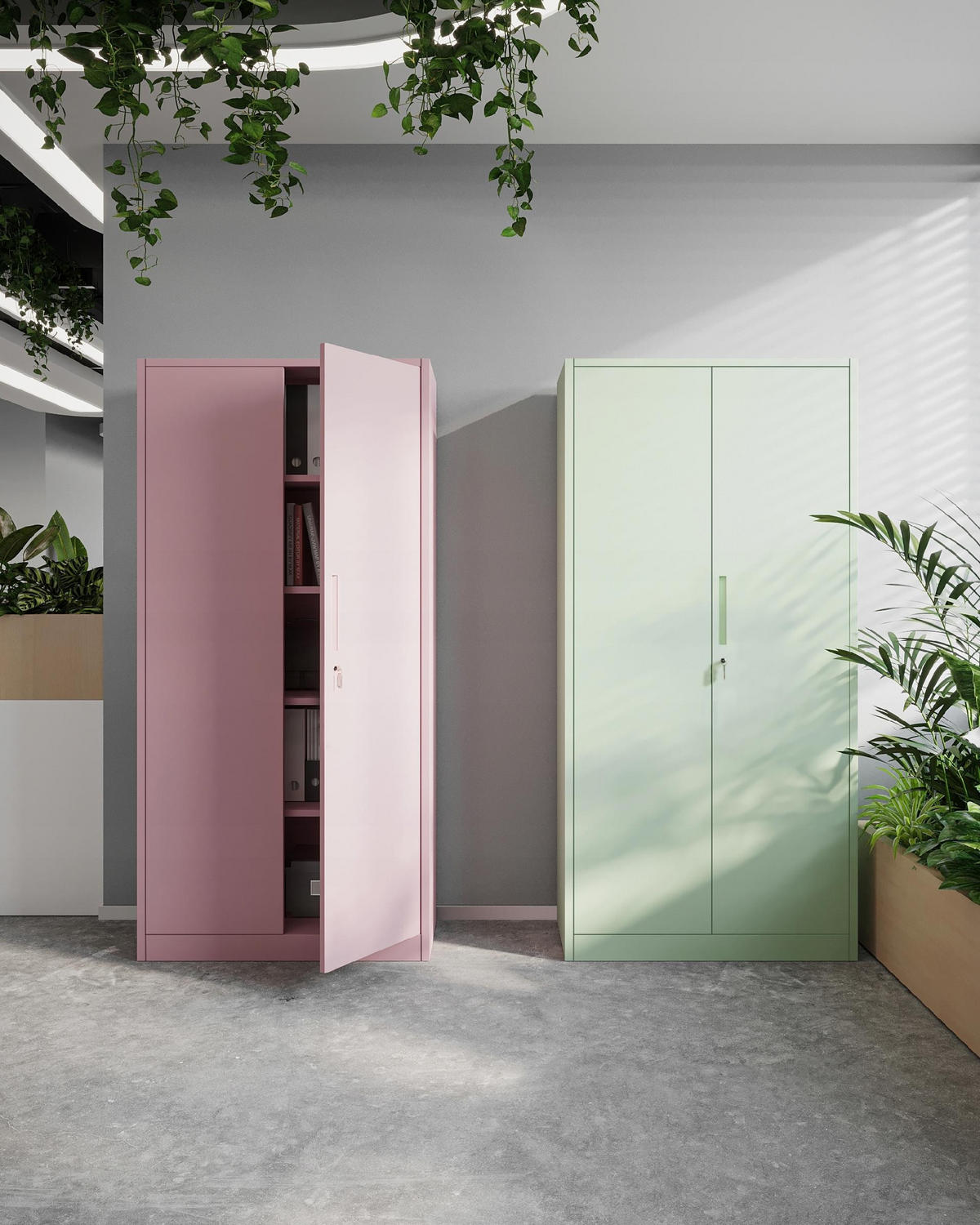 AKTENSCHRANK JAN 185x90x45 cm - Rosa, Metall (90/185/40cm) - Jan Nowak