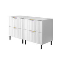 WASCHBECKUNTERSCHRANK, Weiß, 120 (2 x 60) x 77 x 46 cm, goldener Griff, schwarze Beine + Arbeitsplatte - Silberfarben/Weiß, Holzwerkstoff (120/77/46cm) - 3XE LIVING