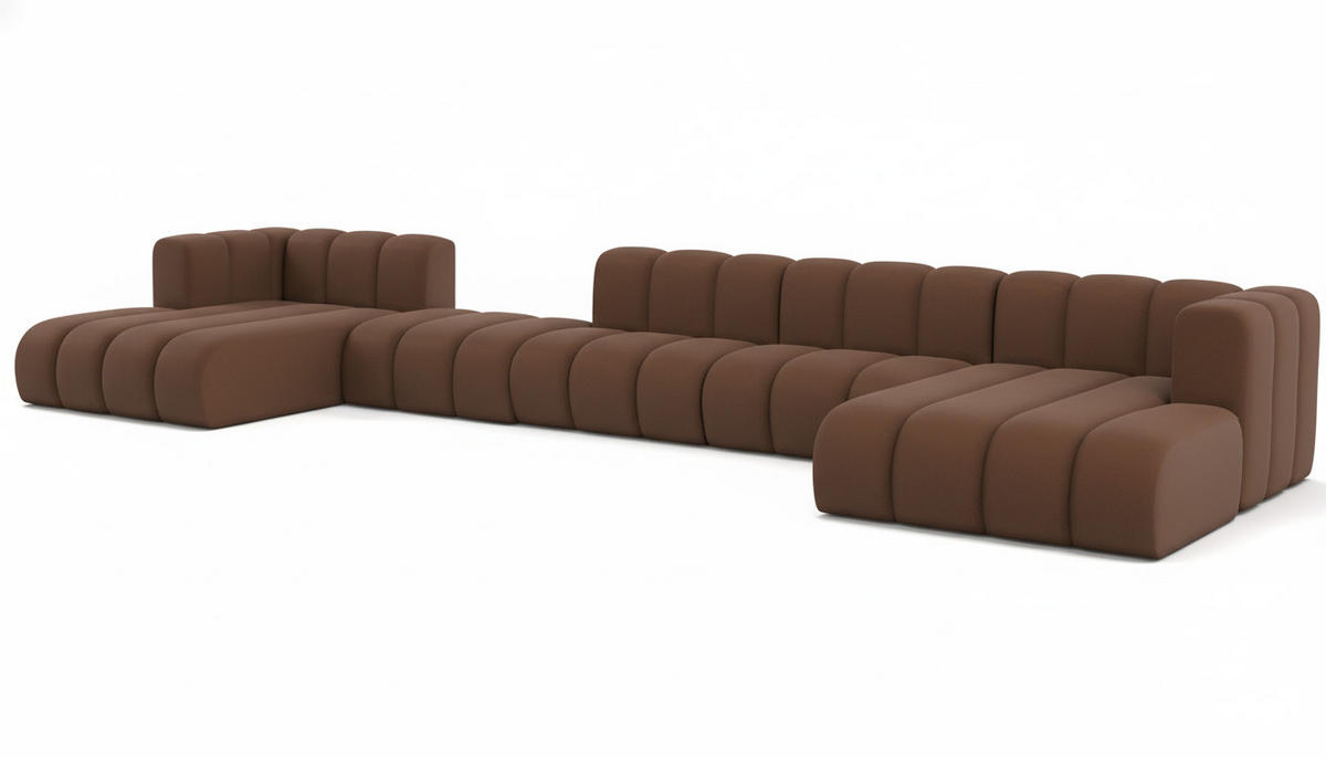 ECKSOFA U-Form Grand U Big XL 500 cm, Velourstoff Salvador, Dunkelbraun - Dunkelbraun, Holz (500/179cm) - Kaiser Möbel