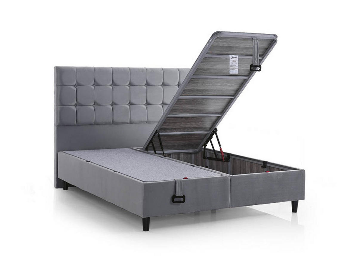 POLSTERBETTSET Optimal 160x200 Grau - Grau, Textil/Metall (160/200cm) - Villa Möbel